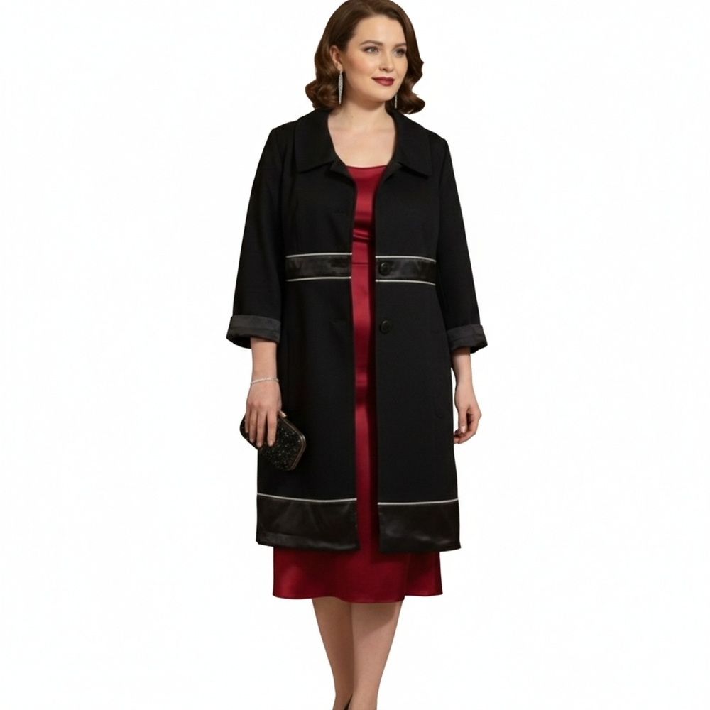 Apt. 9 Black and White Trench Coat Size XL